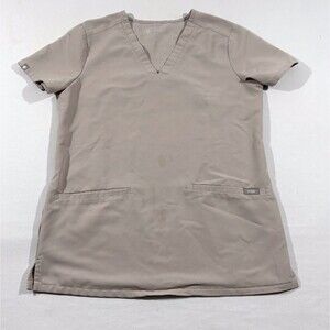 FIGS Scrub Top Womens Beige Tech Collection FW1100 Pockets Uniform V Neck Sz XXS